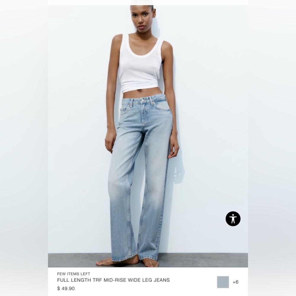 Zara Full Length Wide Leg Jeans